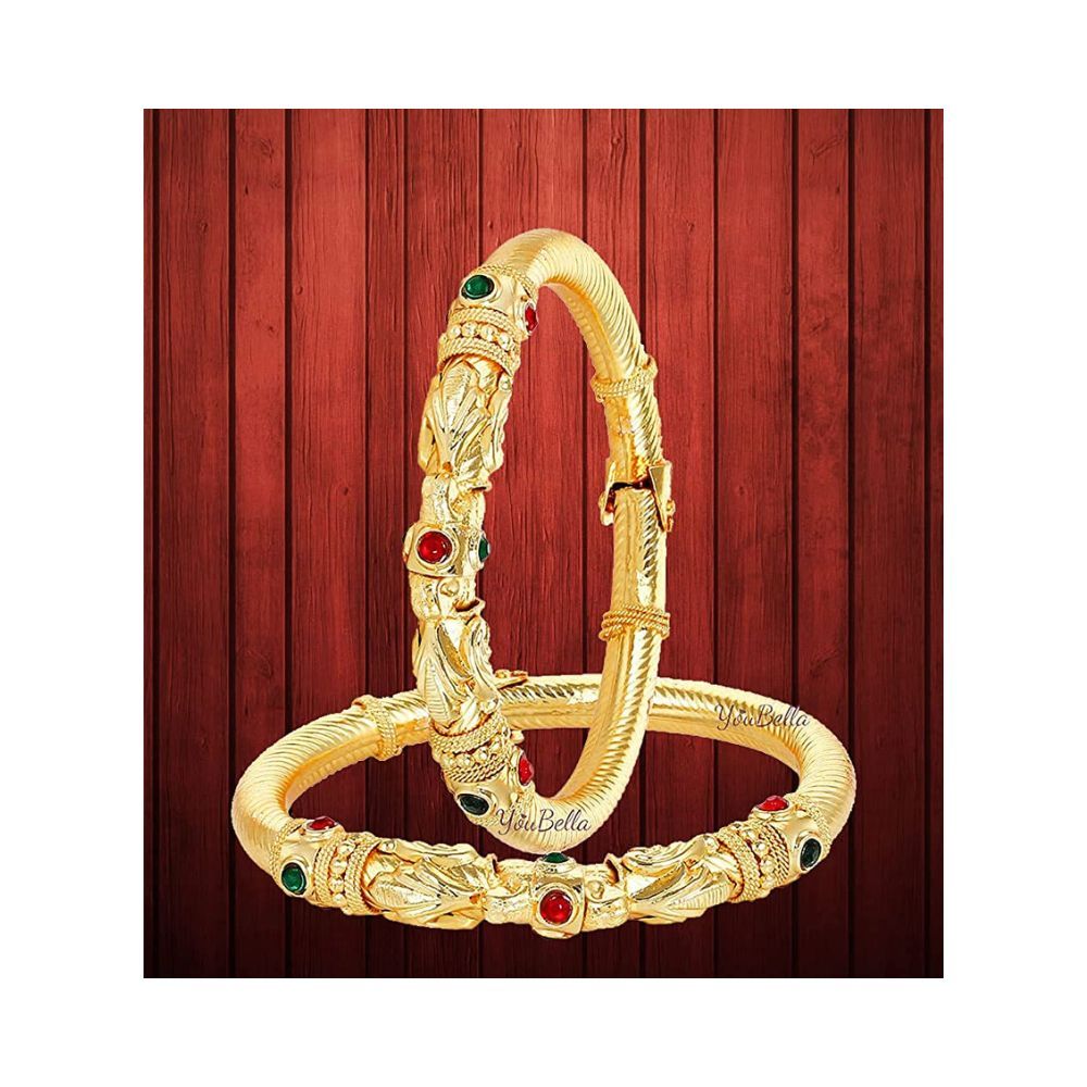 YouBella Traditional Jewellery Gold Plated Bangles Jewellery for Women and Girls (Adjustable)