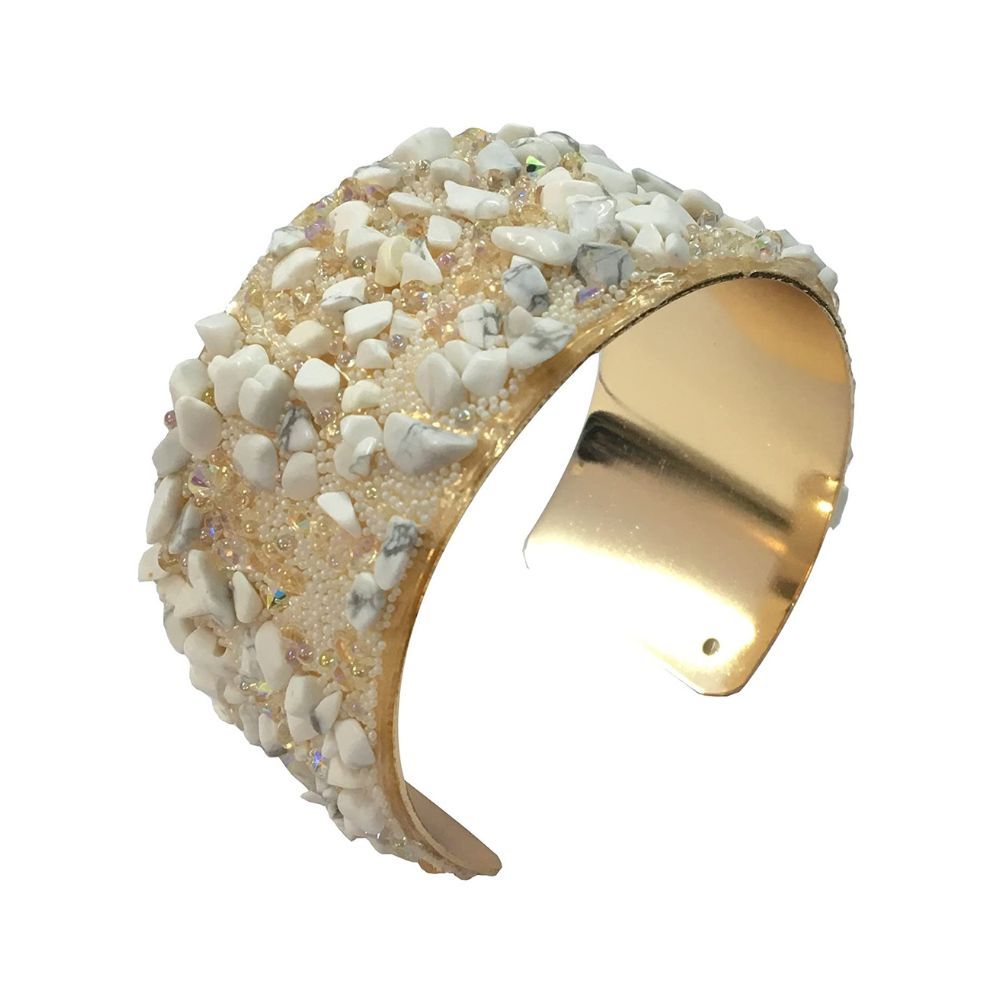 YouBella White Crystal Beads Studded Bangle Kada Bracelet for Women