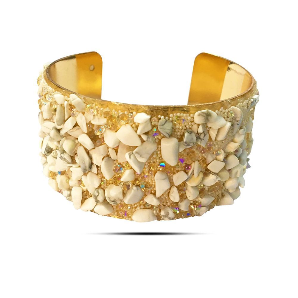 YouBella White Crystal Beads Studded Bangle Kada Bracelet for Women