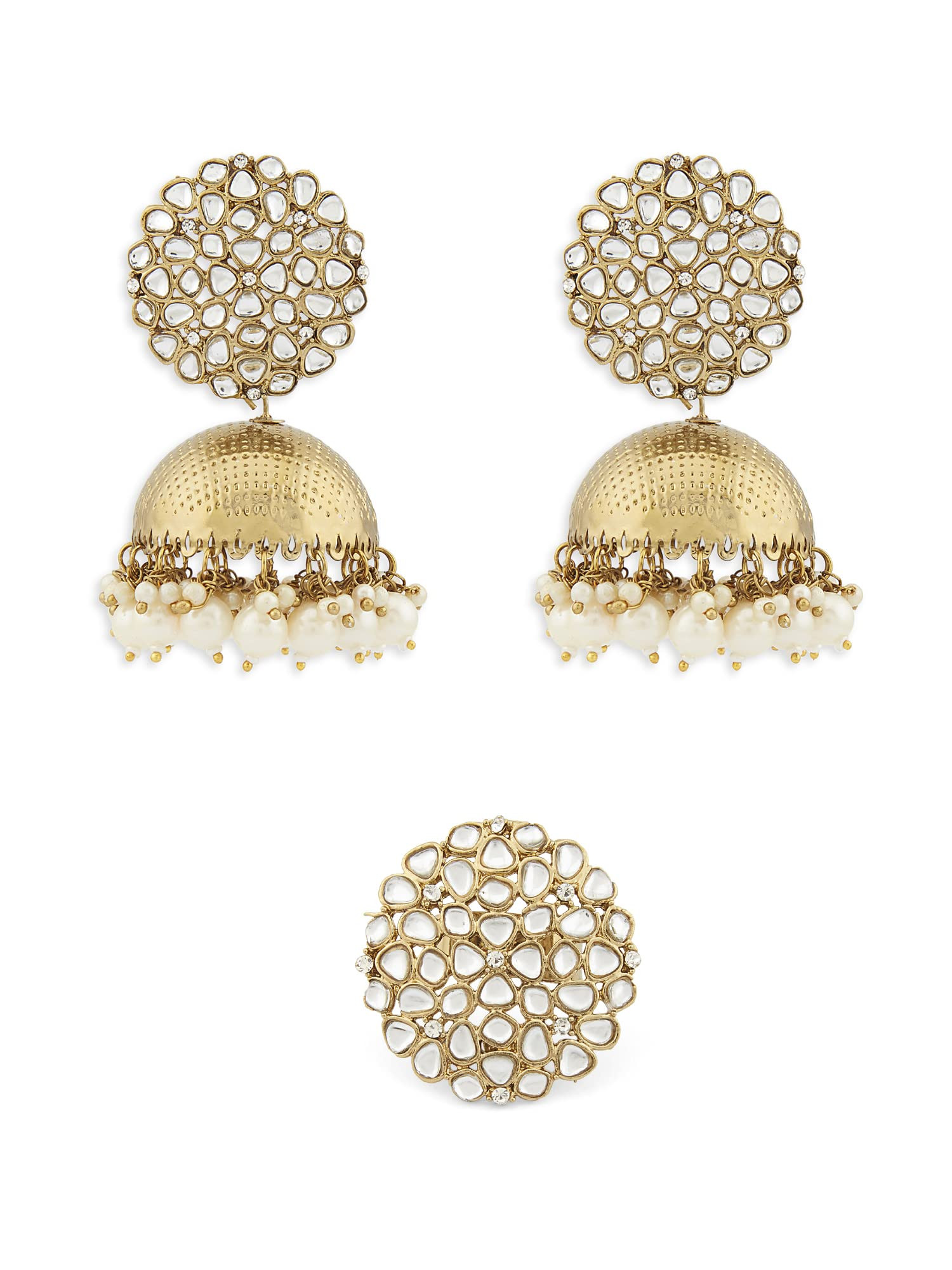 ZAVERI PEARLS Multicolor Stones & Beads Multistrand Beaded Kundan Choker  Necklace Earring & Ring Set For Women-ZPFK15095 | Women's jewelry sets, Ring  earrings, Stone beads