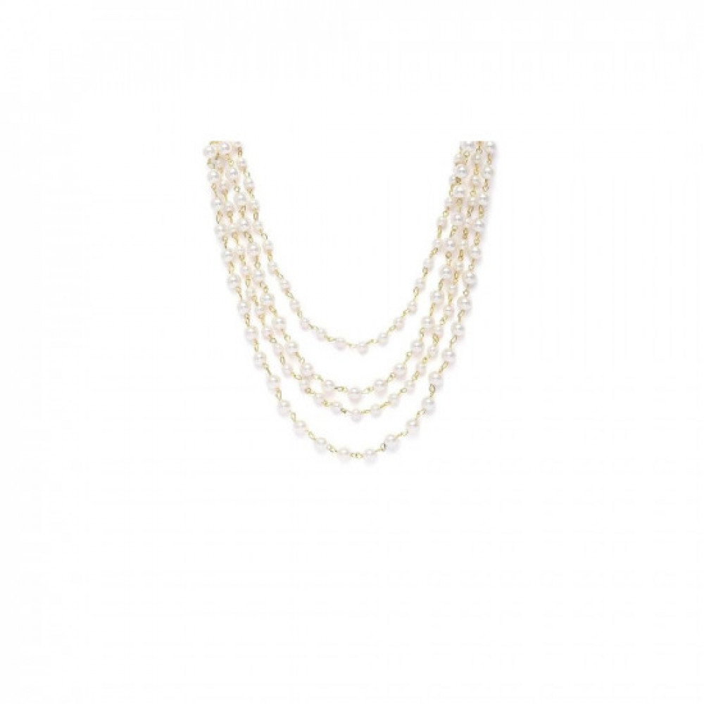 ZAVERI PEARLS Gold Tone Multi Layers Classy Pearls Necklace For