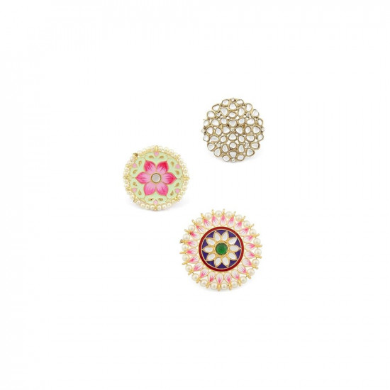 Buy Zaveri Pearls Set Of 3 Wedding Collection Adjustable Finger Rings-ZPFK11489  online