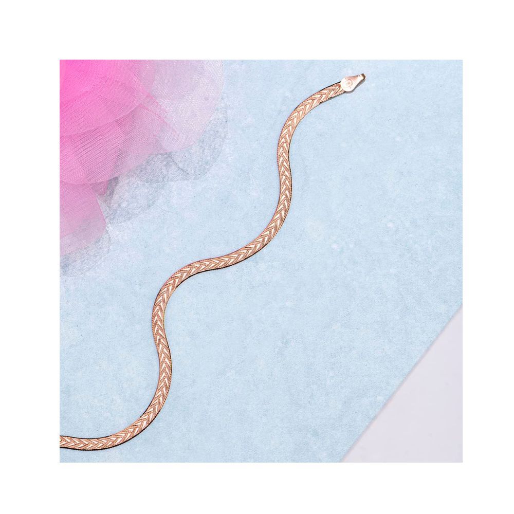 ZAVYA 925 Pure Silver Anklet Rose Gold Braided and Twisted Pack of 1 Anklet Foot Jewelry for Women & Girls