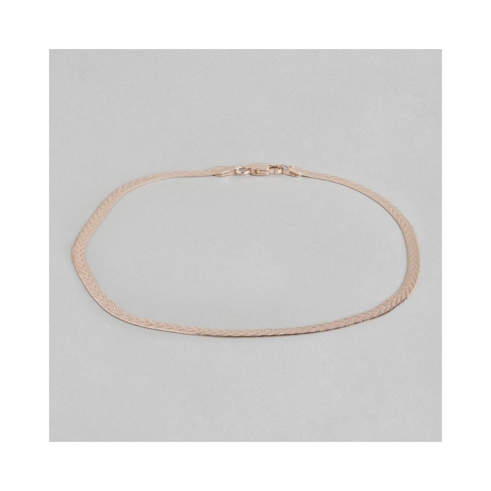 ZAVYA 925 Pure Silver Anklet Rose Gold Braided and Twisted Pack of 1 Anklet Foot Jewelry for Women & Girls