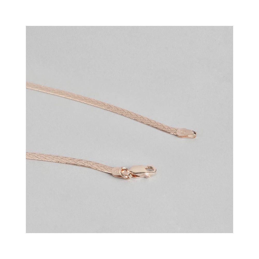 ZAVYA 925 Pure Silver Anklet Rose Gold Braided and Twisted Pack of 1 Anklet Foot Jewelry for Women & Girls