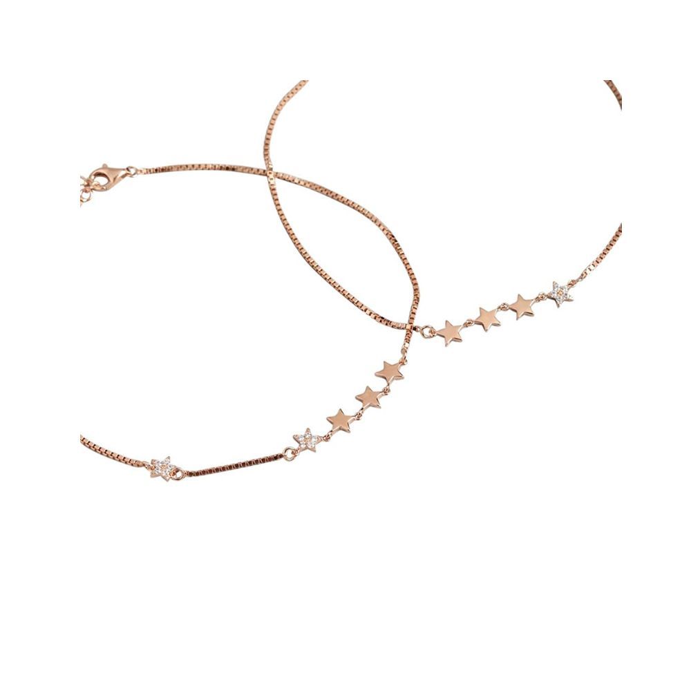 ZAVYA 925 Pure Silver Anklets Rose Gold Pair