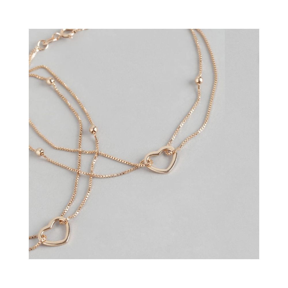 ZAVYA 925 Pure Silver Anklets Rose Gold Plated Heart Anklet Gift Sliver Jewelry for Women & Girls