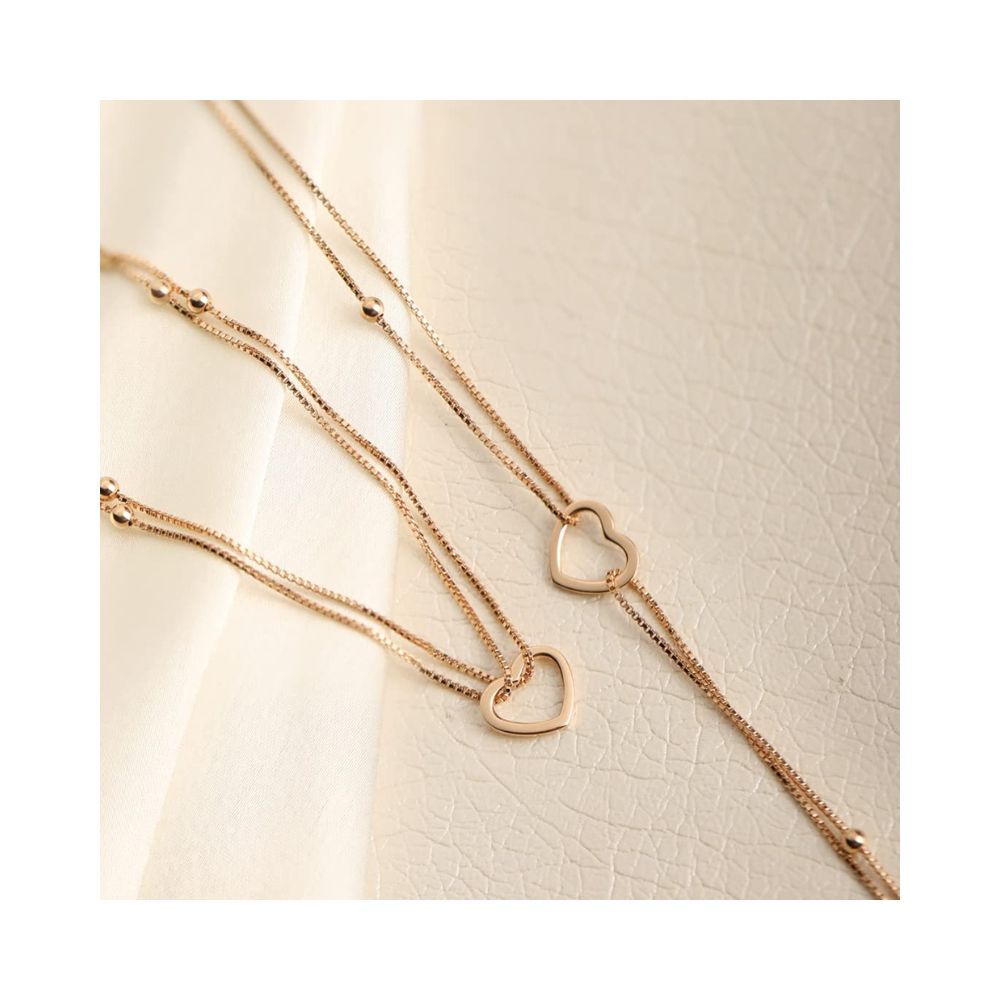 ZAVYA 925 Pure Silver Anklets Rose Gold Plated Heart Anklet Gift Sliver Jewelry for Women & Girls