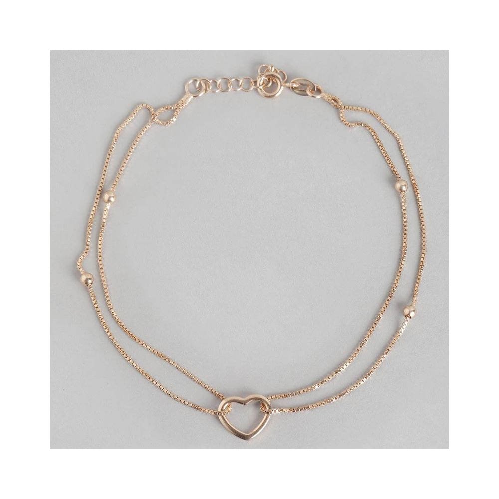 ZAVYA 925 Pure Silver Anklets Rose Gold Plated Heart Anklet Gift Sliver Jewelry for Women & Girls