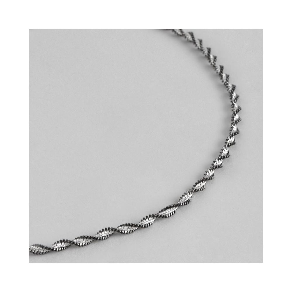 ZAVYA 925 Silver Anklet Designer Black Twisted Weave Single Anklet