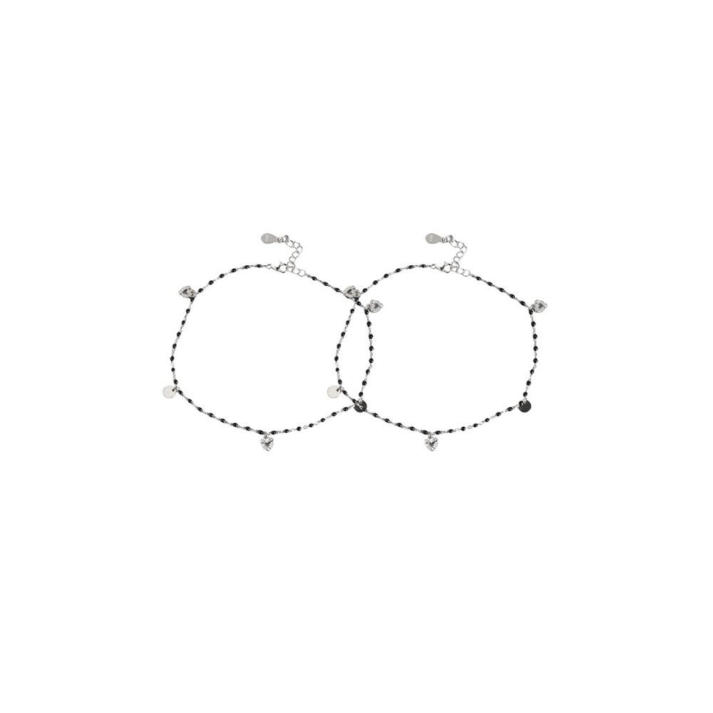 ZAVYA 925 Sterling Silver Anklets Rose Gold Braided and Twisted Anklet Pair