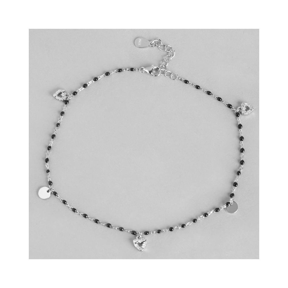 ZAVYA 925 Sterling Silver Anklets Rose Gold Braided and Twisted Anklet Pair