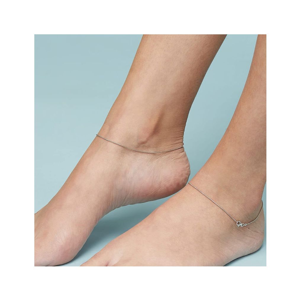 ZAVYA Pure 925 Pure Silver Anklets Pair Silver Foot Jewelry Gift for Women & Girls