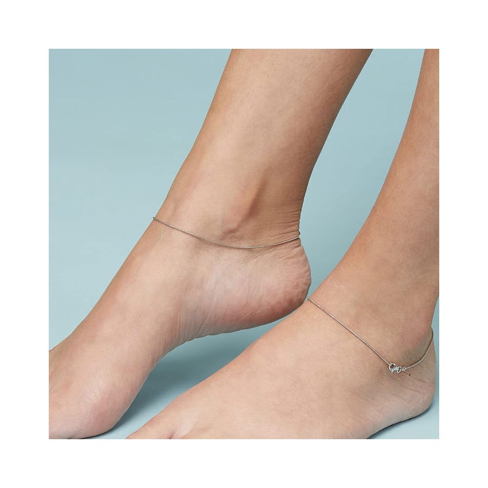 ZAVYA Pure 925 Pure Silver Anklets Pair Silver Foot Jewelry Gift for Women & Girls