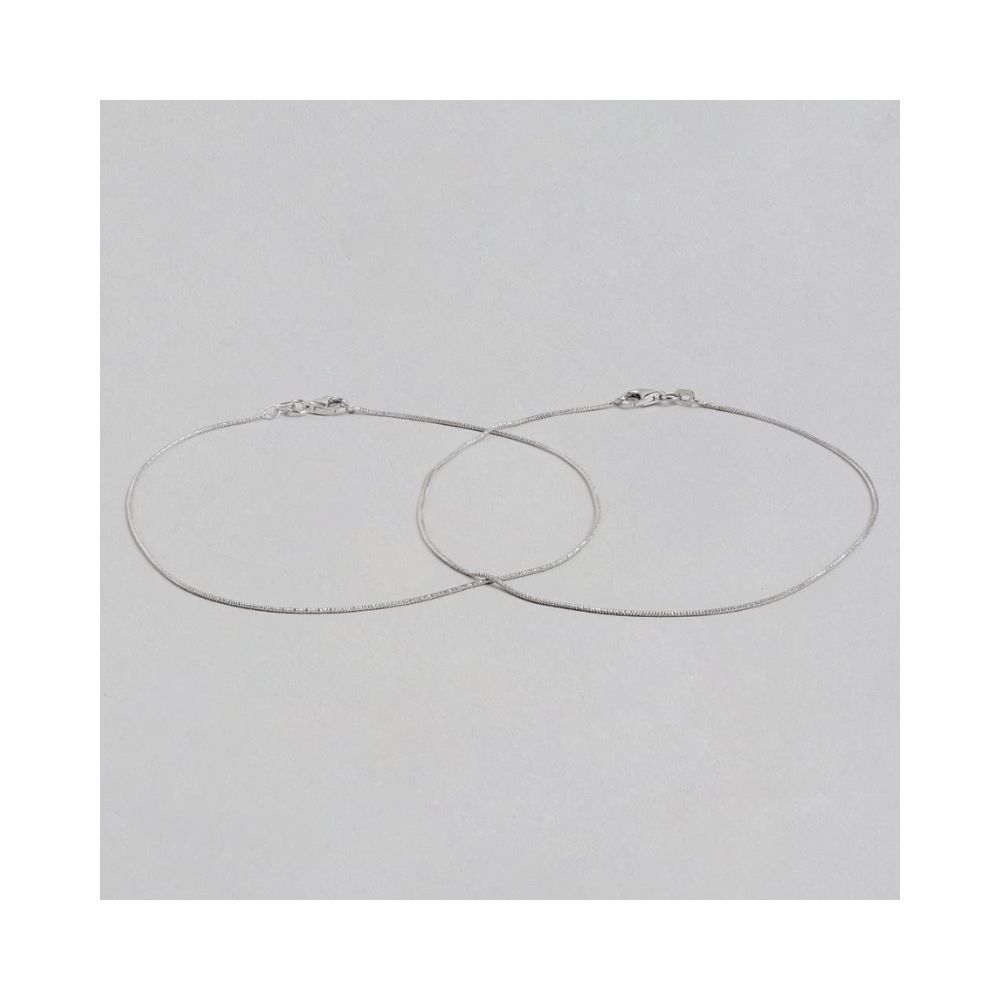 ZAVYA Pure 925 Pure Silver Anklets Pair Silver Foot Jewelry Gift for Women & Girls