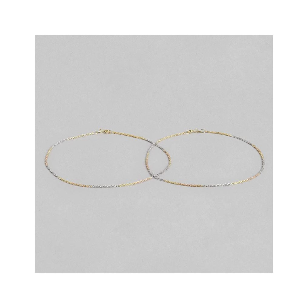 ZAVYA Pure 925 Pure Silver Designer Dual Plating Anklets