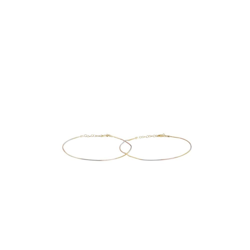 ZAVYA Silver, Gold & Rose Gold Plated 925 Pure Silver Three Tone Anklets Pair Jewelry Gift for Women