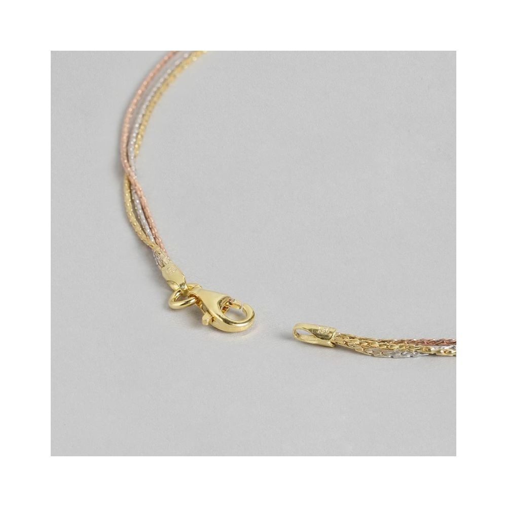 ZAVYA Women 925 Pure Silver Single Triple Color Tone Designer Anklet Silver Foot Chain Jewelry Gift For Her