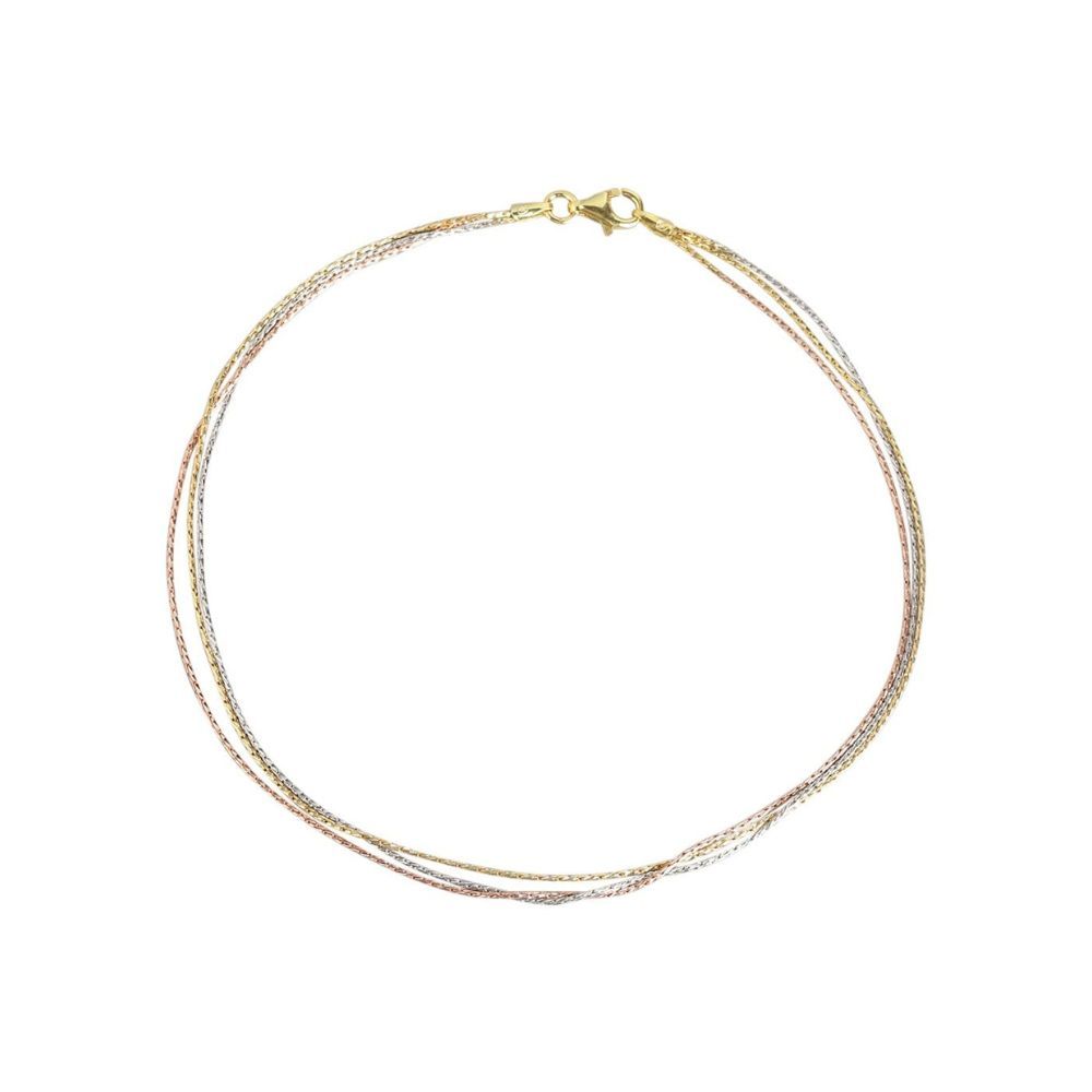 ZAVYA Women 925 Pure Silver Single Triple Color Tone Designer Anklet Silver Foot Chain Jewelry Gift For Her