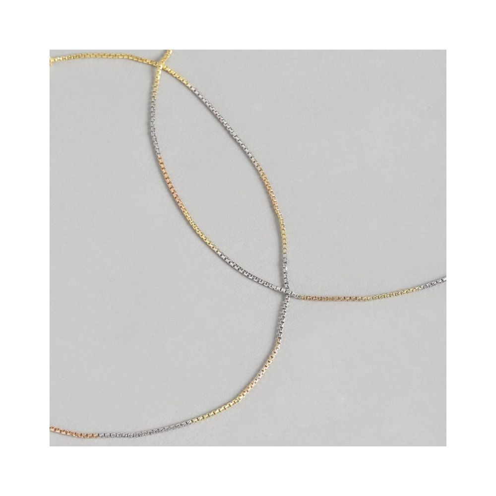 ZAVYA Women Rhodium Plated Pure 925 Pure Silver Anklets Pair Silver Foot Jewelry