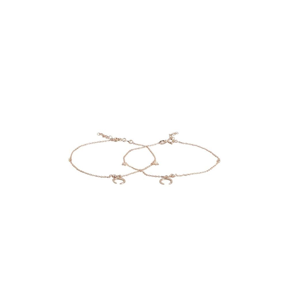 ZAVYA Women's Rose Gold Plated 925 Pure Silver Anklets Set Of 2 Designer Gift Jewelry