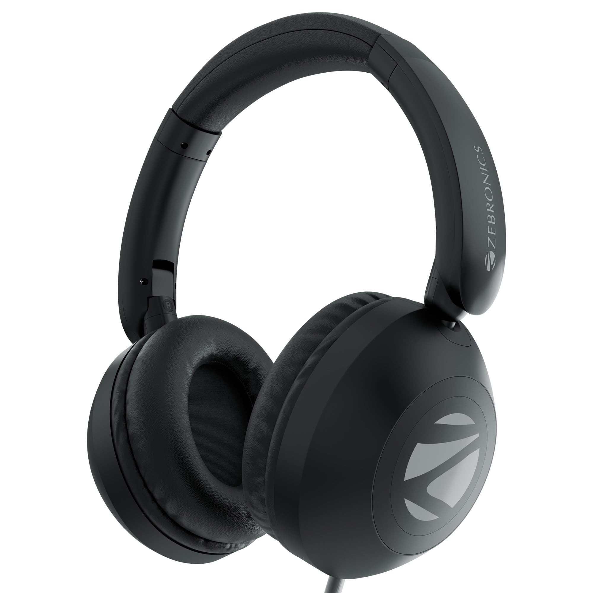 ZEBRONICS Boom Wired Headphone Over Ear in-Line MIC Foldable 15 Meter Cable for 35mm Mobile  Tablet  Laptop  MAC Soft Cushion 40mm Drivers Black