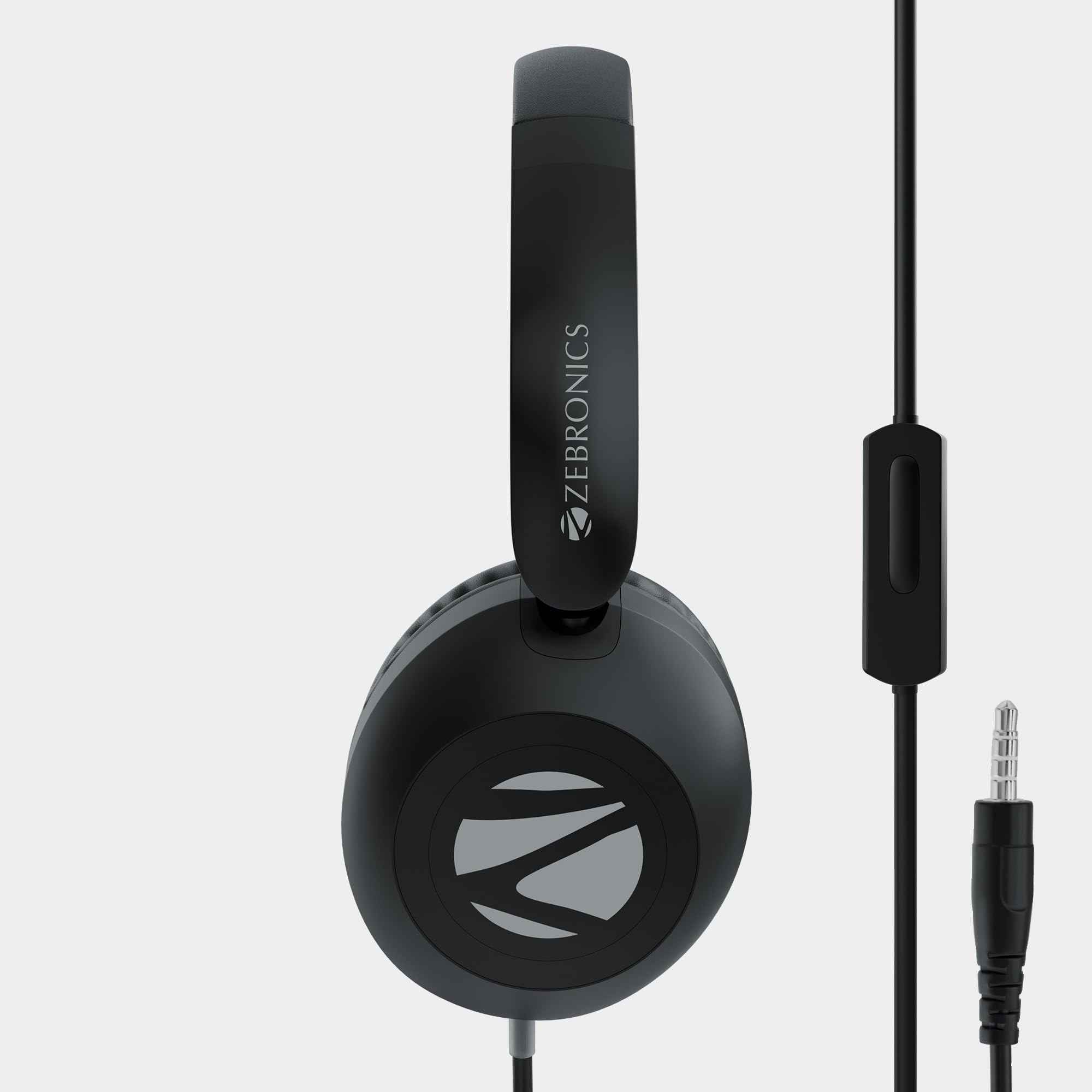 ZEBRONICS Boom Wired Headphone Over Ear in-Line MIC Foldable 15 Meter Cable for 35mm Mobile  Tablet  Laptop  MAC Soft Cushion 40mm Drivers Black