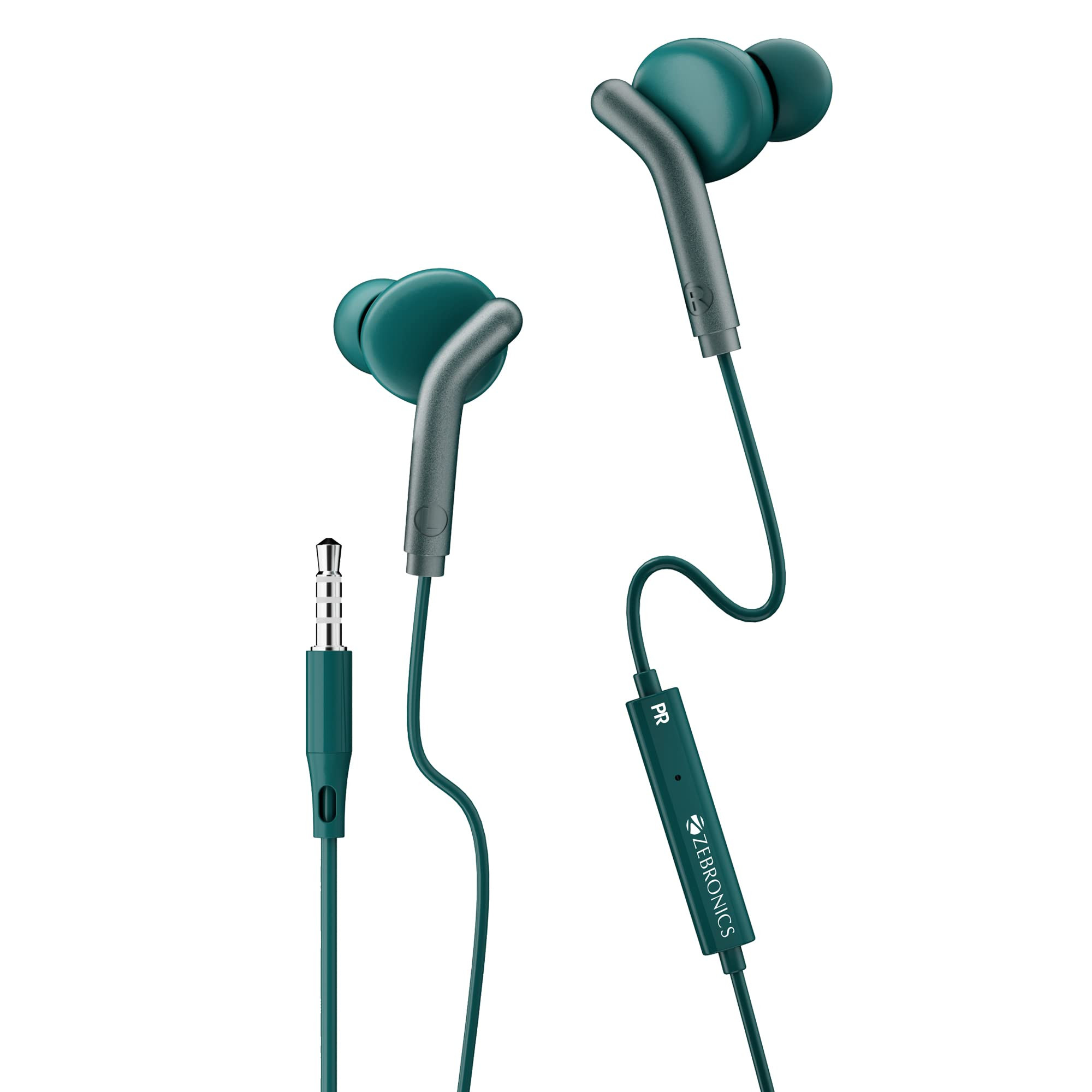 ZEBRONICS Bro in Ear Wired Earphones with Mic 35mm Audio Jack 10mm Drivers PhoneTablet Compatible Green