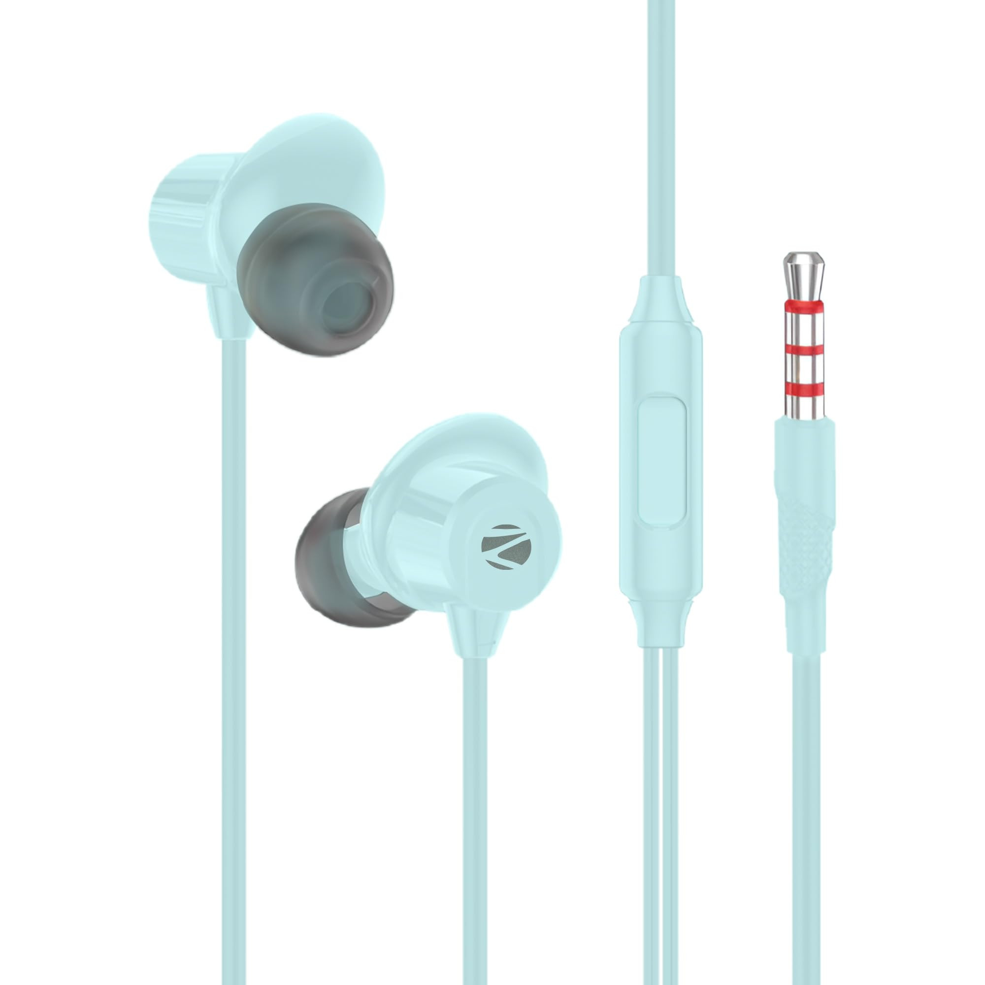 ZEBRONICS Buds 50 35mm in-Ear Wired Earphones in-Line MIC 10mm Neodymium Bass Drivers 12m Soft Silicon Cable Magnetic Earbuds Compatible with Mobile  Tablet  Laptop Sky Blue