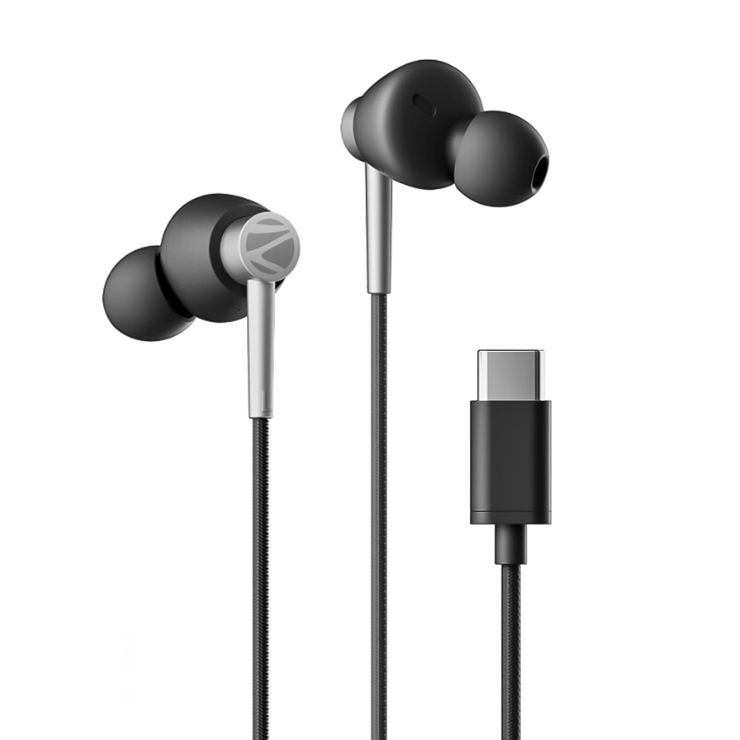 ZEBRONICS Buds 50C in Ear Type-C Earphone Wired Headphones with in-Line Mic Metallic Design Volume Control 12M Cable 14Mm Driver with Wired Connection