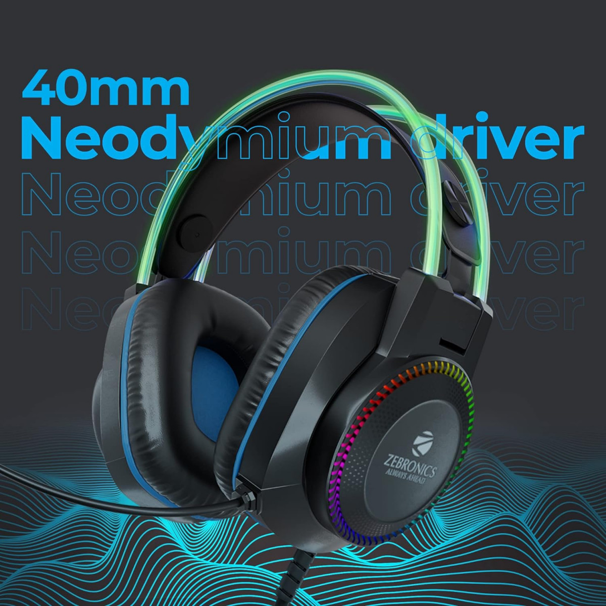 Zebronics Jet PRO Premium Wired Gaming On Ear Headphone Black