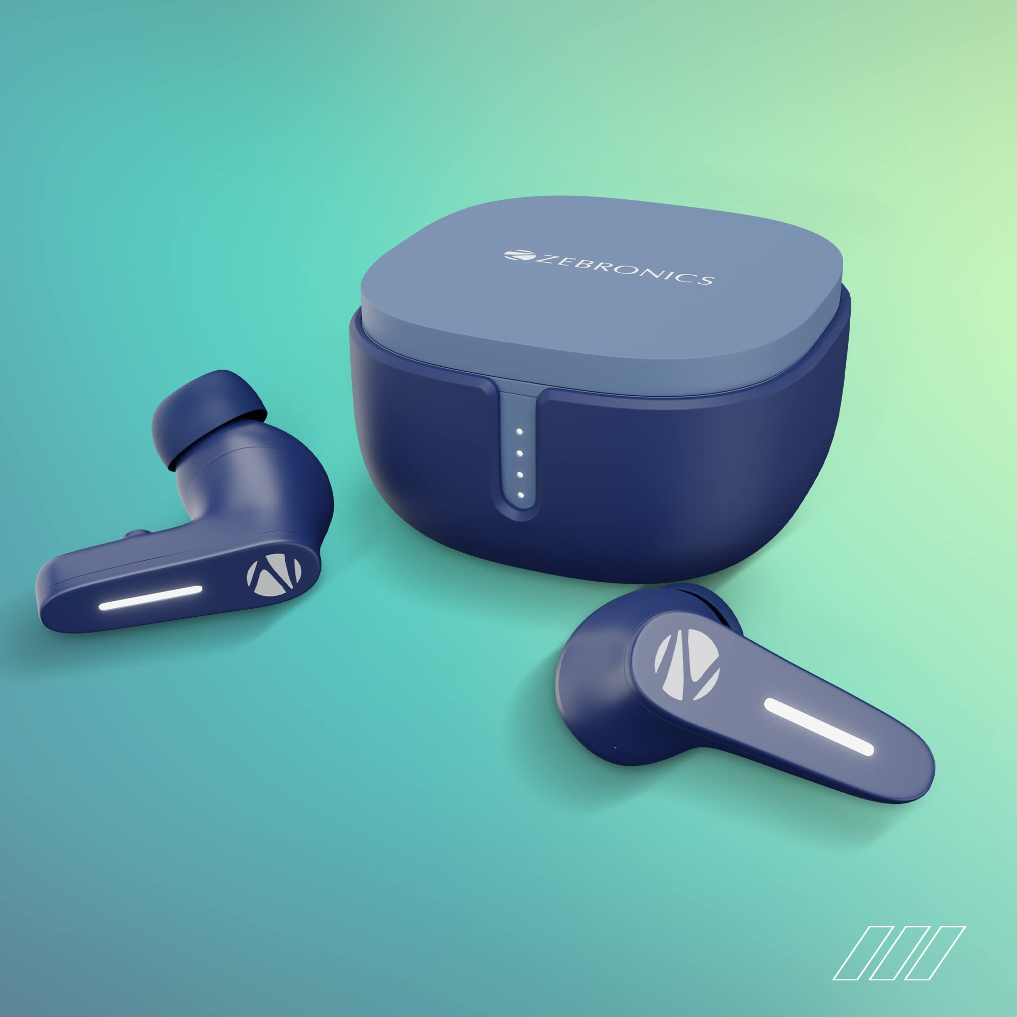 Zebronics Sound Bomb 7 Bluetooth TWS in Ear Earbuds with 60H Playtime ENC Mic Rapid Charge Upto 50ms Gaming Mode Flash Connect Voice Assistant Smooth Touch Control BT v52 Type C Blue