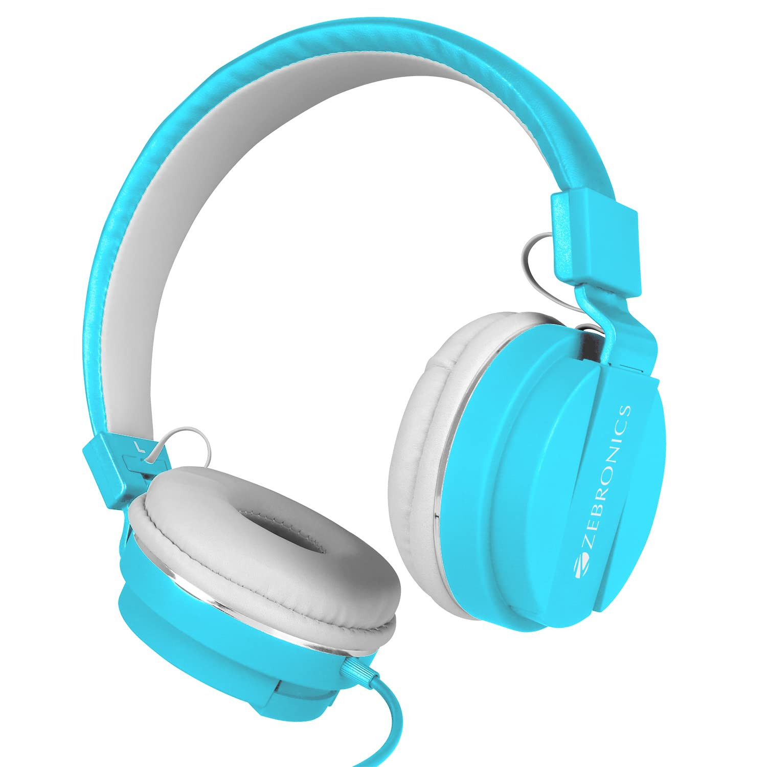Zebronics Storm Wired Headphone with 35mm Jack Built in Microphone for Calling 15 Meter Cable Soft On Ear Cushion Adjustable Headband Foldable Ear Cups and Lightweight Design Blue