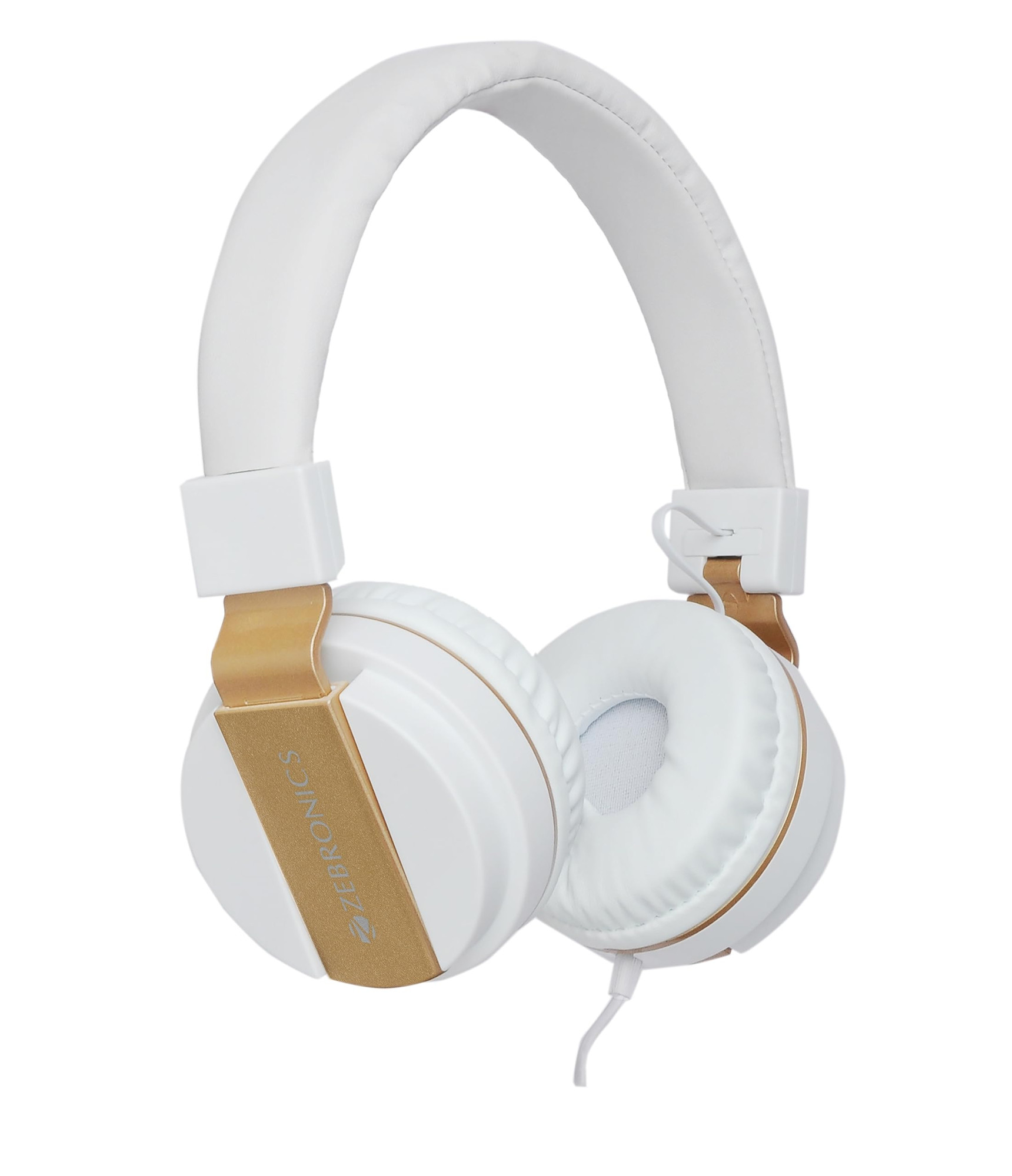 ZEBRONICS Storm Wired On Ear Headphone with 35mm Jack Built-in Microphone for Calling15 Meter Cable Soft Ear Cushion Adjustable HeadbandFoldable Ear CupsWhite