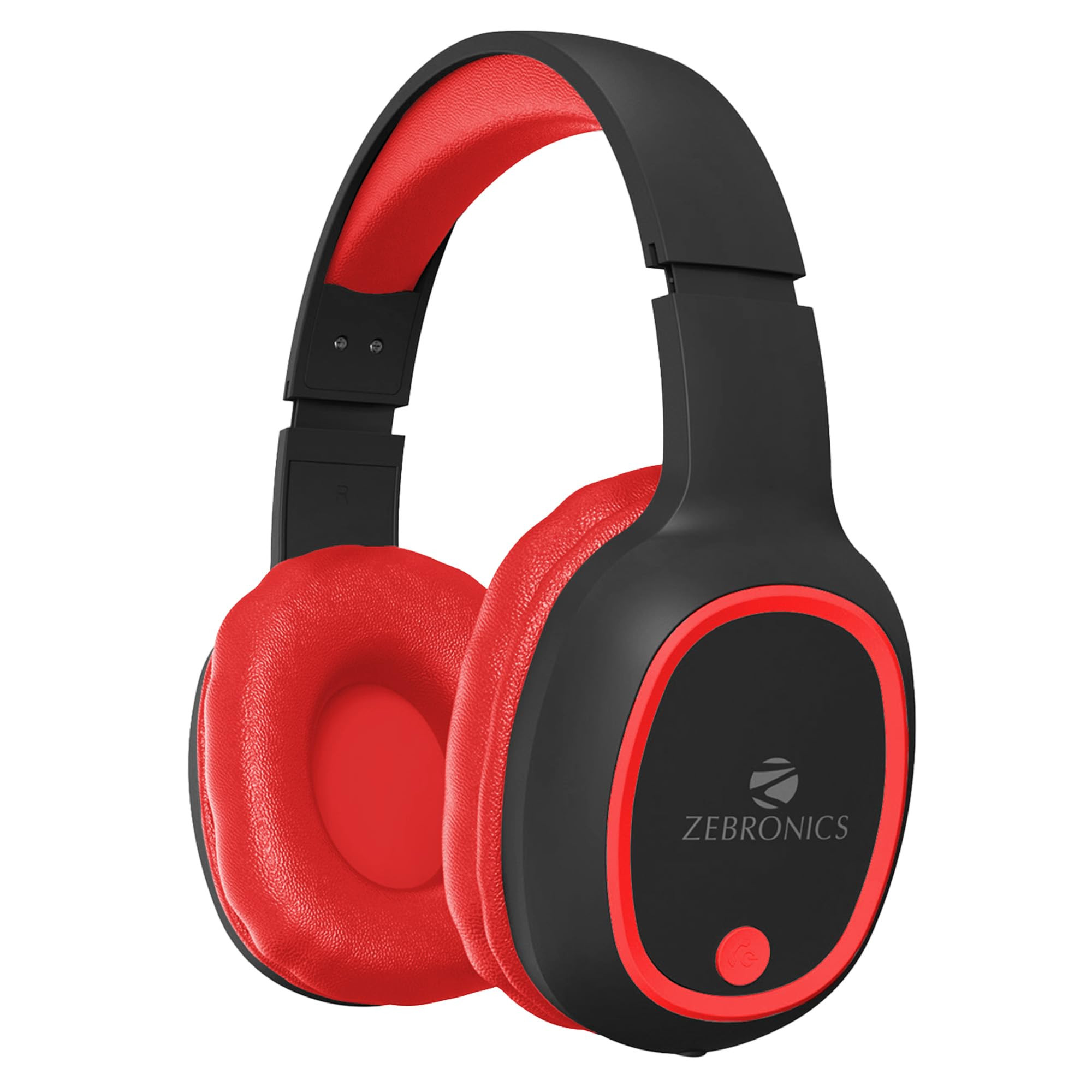 ZEBRONICS Thunder Bluetooth 53 Wireless Over Ear Headphones with 60H Backup Gaming Mode Dual Pairing Enc Aux Micro Sd Voice Assistant Comfortable Earcups Call Function Red