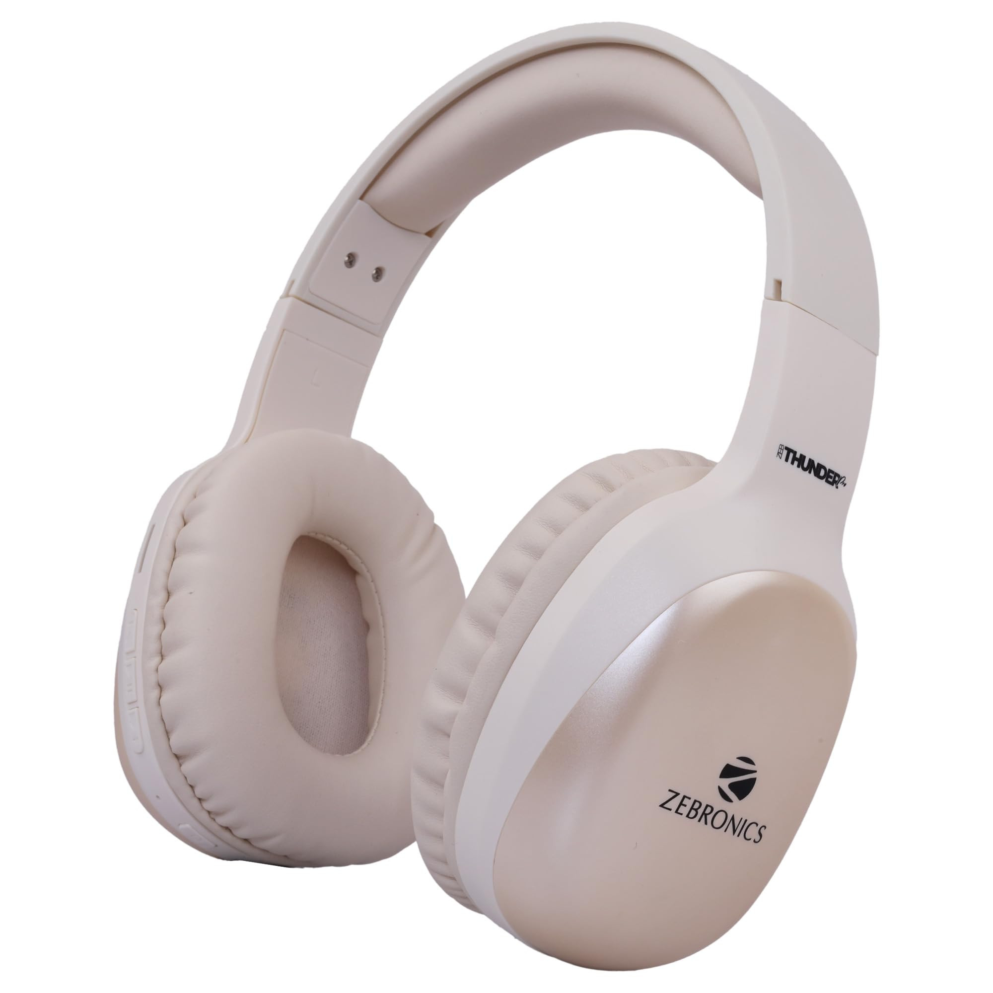 ZEBRONICS Thunder PRO Over Ear Wireless Headphone with Dual Pairing Gaming Mode ENC Bluetooth Call Function Aux Micro SD Voice Assistant Deep Bass Up to 60h Backup Beige