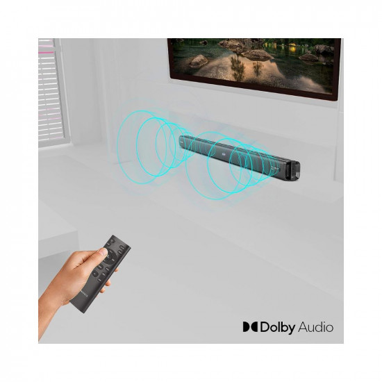 ZEBRONICS ZEB-JUKE BAR 3800 PRO DOLBY Wireless Bluetooth Single Soundbar With Supporting Wall Mount, USB, AUX, Optical IN, HDMI ARC & Remote Control. (60 Watt, 2.0 Channel)