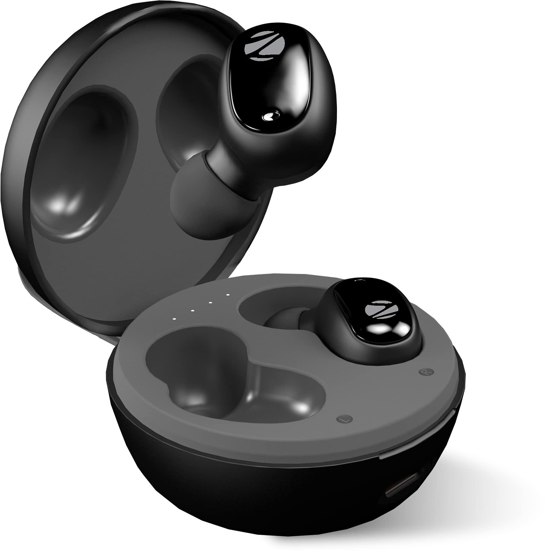 ZEBRONICS Zeb-Sound Bomb 1 TWS Earbuds with BT50 Up to 12H Playback Touch Controls Voice Assistant Splash Proof with Type C Portable Charging Case Black