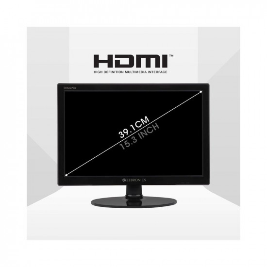 ZEBRONICS Zeb-V16HD LED Monitor with15.4 with Supporting HDMI, has VGA Input, HD 1280 x 800 Pixels, Glossy Panel, Slim Feature and Wall mountable.