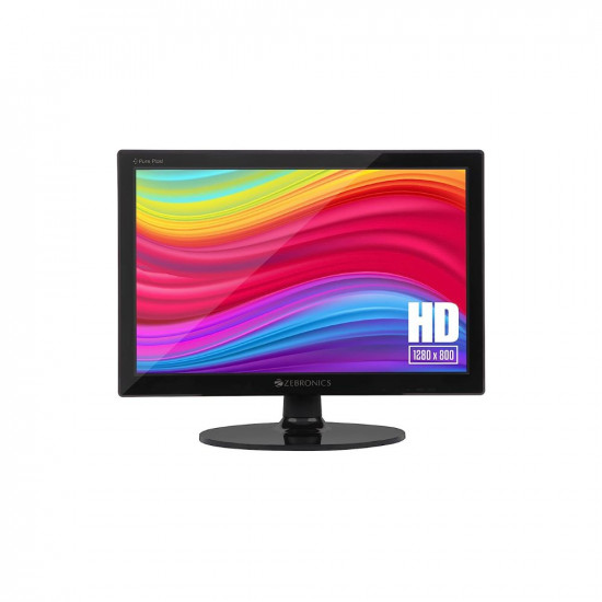 ZEBRONICS Zeb-V16HD LED Monitor with15.4 with Supporting HDMI, has VGA Input, HD 1280 x 800 Pixels, Glossy Panel, Slim Feature and Wall mountable.