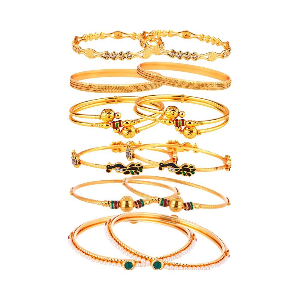 Zeneme Combo of Victoria Bangle Set, Pearls Bangle Set
