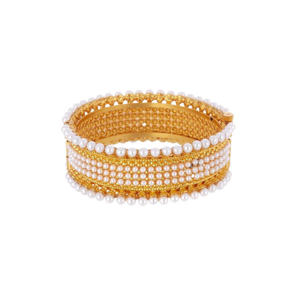 ZENEME Copper Gold plated Pearl Studded Ethnic Traditional