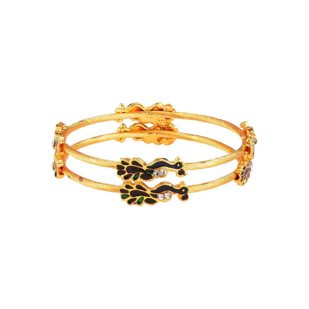 Zeneme Trendy Combo Gold Plated & Coloured Stone Bangles for Women & Girls. Wear