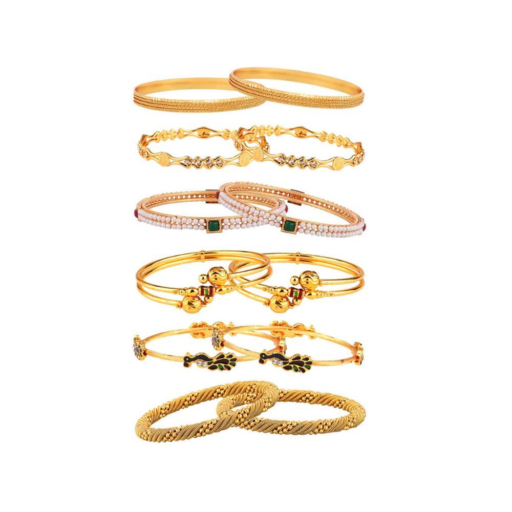 Zeneme Trendy Combo Gold Plated & Coloured Stone Bangles for Women & Girls. Wear