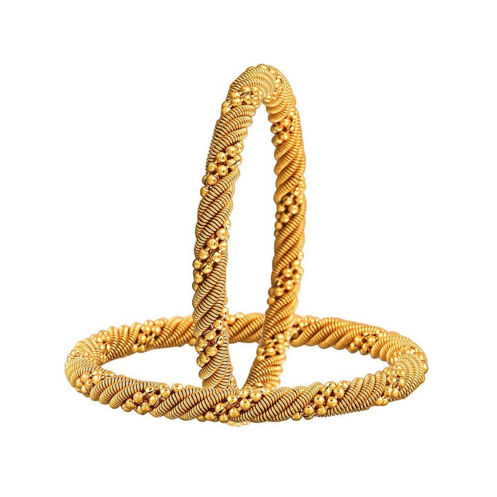 ZENEME Women's Gold Plated and Coinage Designer Victoria Pearls Bangles Combo - Pack of 10