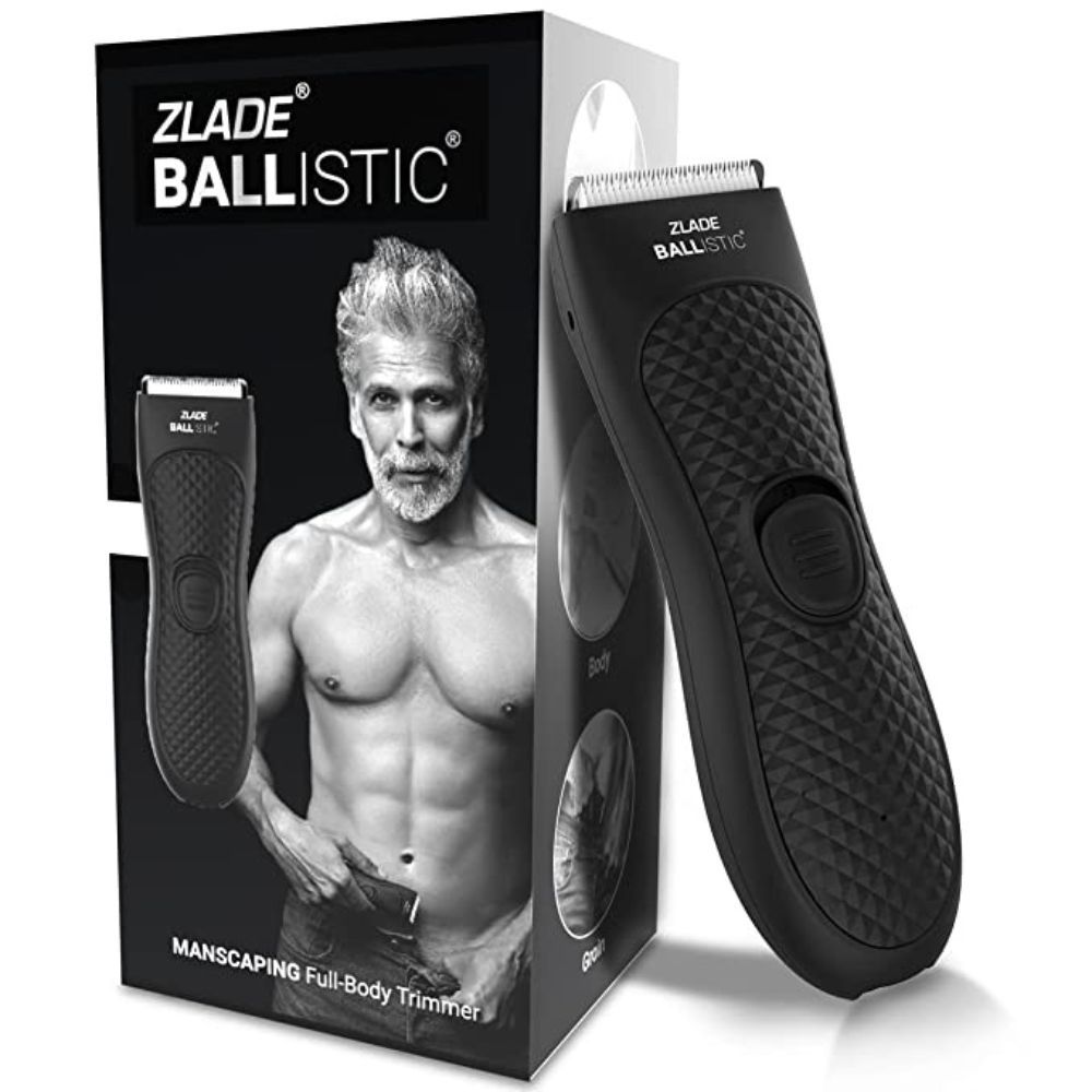 Zlade Ballistic Manscaping Body Trimmer for Men | Private Part Shaving | Beard, Pubic Hair Groomer | Waterproof, Cordless, Rechargeable | 1.5mm Sensitive Comb, Zero Nicks or Cuts (Black)