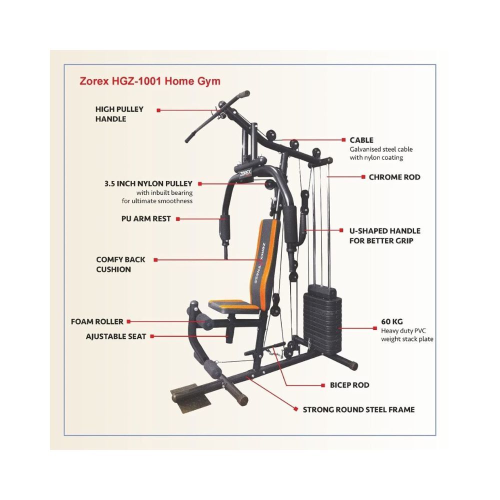 Zorex HGZ-1001 Multi Home Gym Machine All in one equipment's for Multiple Muscle Workout