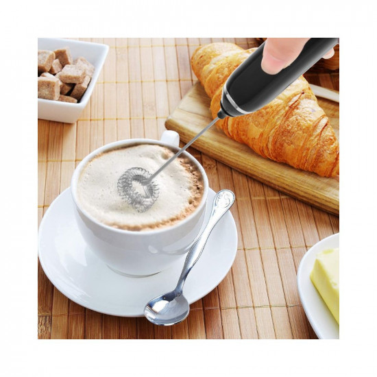 Zuvexa USB Rechargeable Electric Foam Maker - Handheld Milk Wand Mixer Frother for Hot Milk, Hand Blender Coffee, Egg Beater (Black)